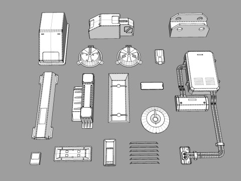 Sci fi trim sheets 4 3D Модель
