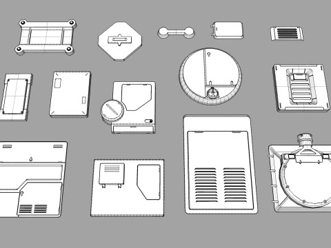 Sci fi trim sheets 4 3D Model