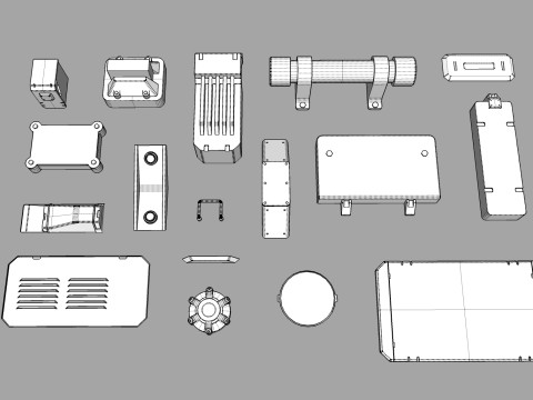 Sci fi trim sheets 4 3D Модель