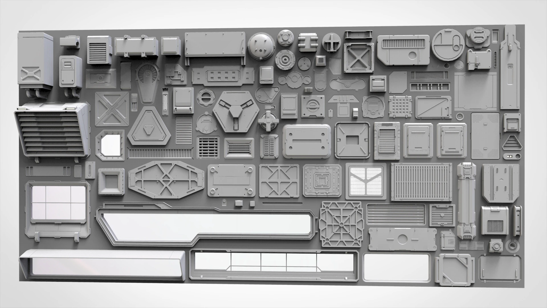 Sci fi trim sheets 5 3D Model .c4d .max .obj .3ds .fbx .stl .blend 