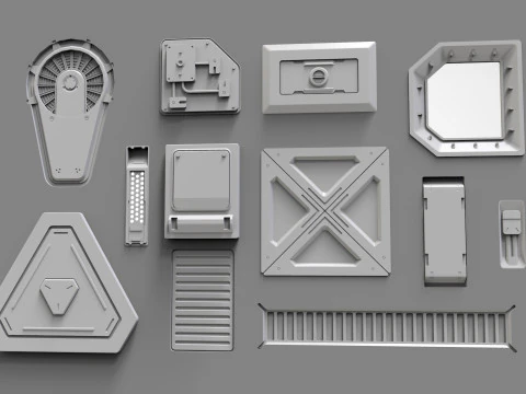 Sci fi trim sheets 5 3D Model