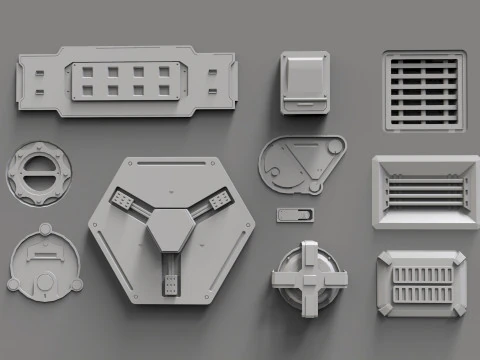 Sci fi trim sheets 5 3D Model