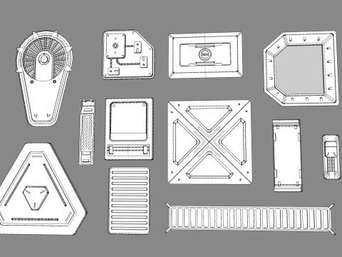 Sci fi trim sheets 5 3D Model