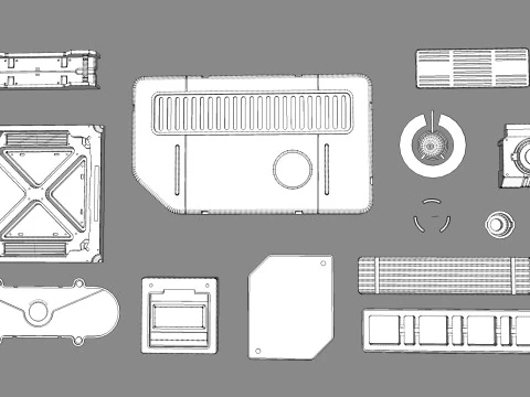 Sci fi trim sheets 5 3D Model