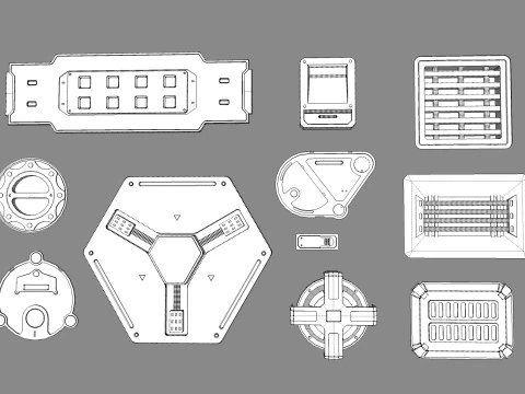 Sci fi trim sheets 5 3D Model