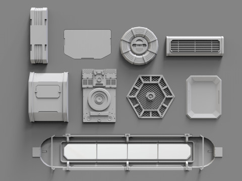 Sci fi trim sheets 6 3D Model