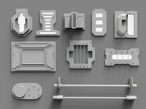 Sci fi trim sheets 6 3D Model