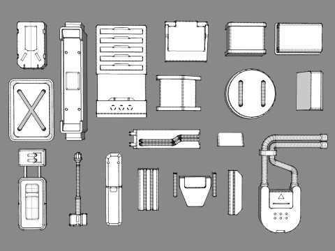 Sci fi trim sheets 6 3D Model