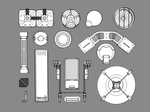 Sci fi trim sheets 6 3D Model