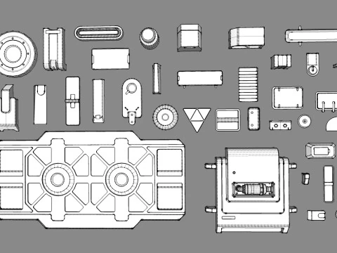Sci fi trim sheets 6 3D Model