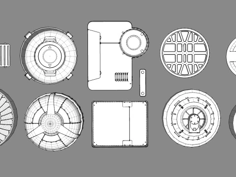 Sci fi trim sheets 6 3D Model