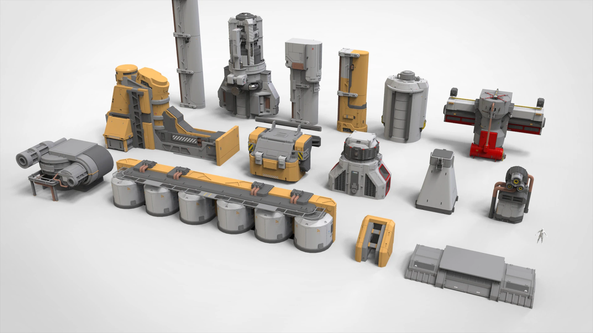 Sci-fi Architecture kitbash 56 3D Model .c4d .max .obj .3ds .fbx .stl .blend 