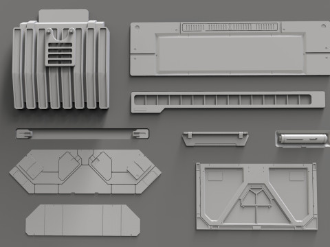 Sci fi trim sheets 7 Modelo 3D