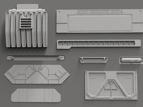Sci fi trim sheets 7 3D Model
