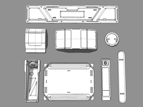 Sci fi trim sheets 7 Modelo 3D