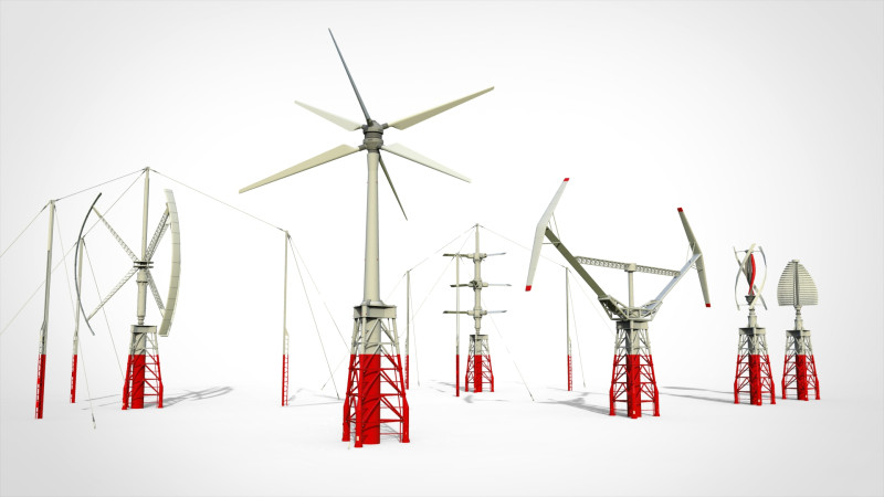 Научно-фантастическая ветряная турбина 9 3D Модель .c4d .max .obj .3ds .fbx .stl .blend 