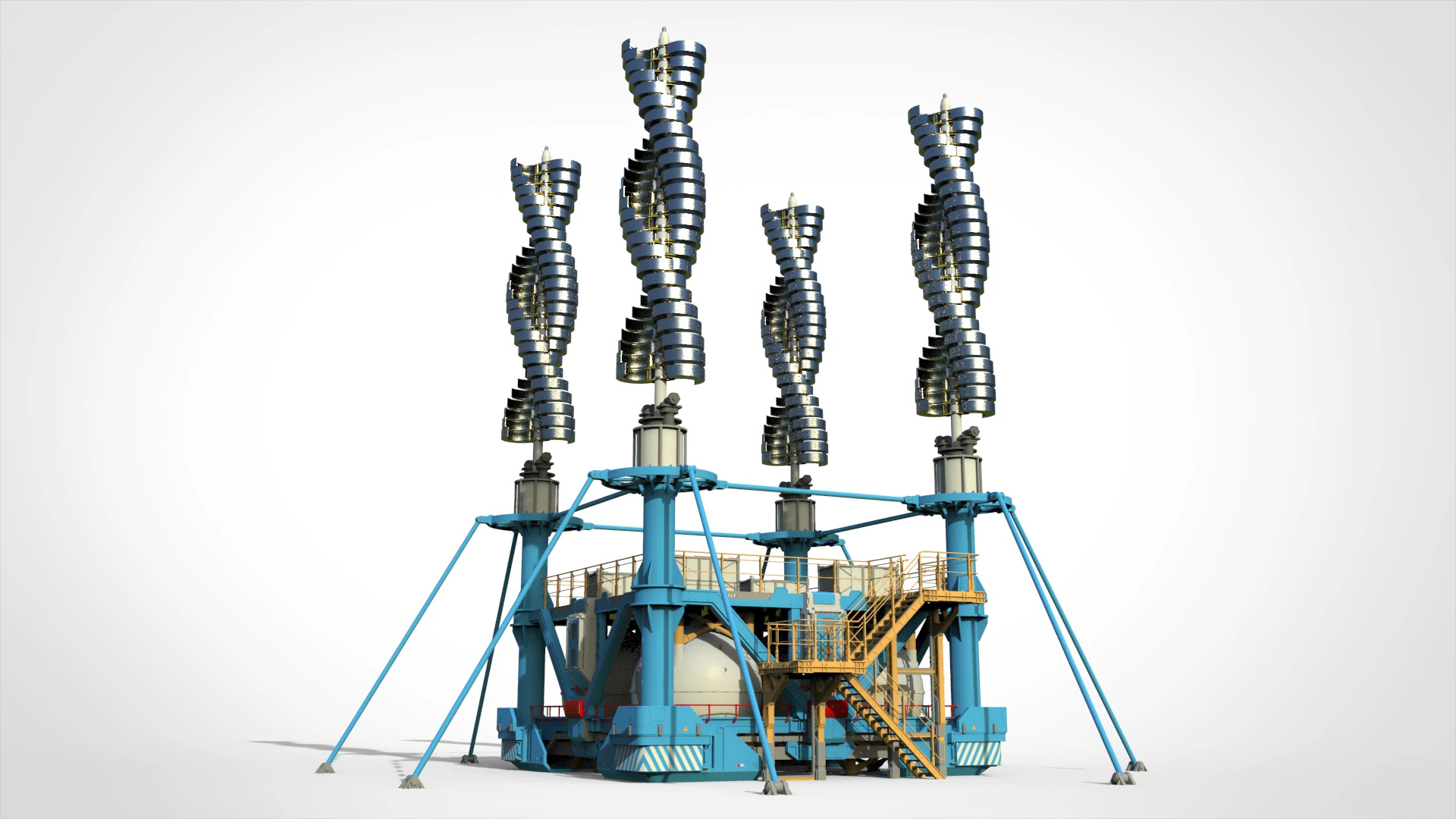 공상 과학 풍력 터빈 7 3D 모델 .c4d .max .obj .3ds .fbx .stl .blend 