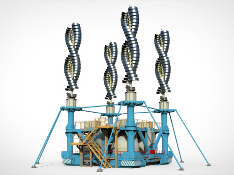 科幻风力涡轮机 7 3D 模型