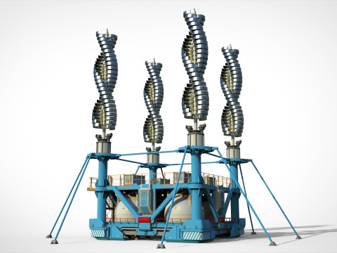 科幻风力涡轮机 7 3D 模型