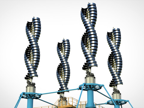 科幻风力涡轮机 7 3D 模型