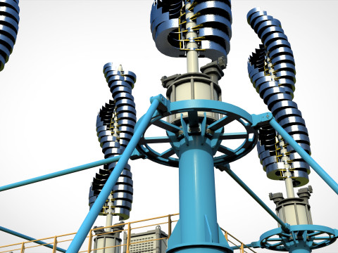 科幻风力涡轮机 7 3D 模型