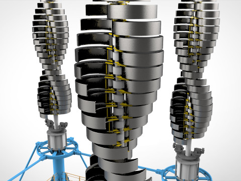 科幻风力涡轮机 7 3D 模型