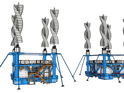 科幻风力涡轮机 7 3D 模型