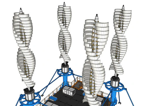 공상 과학 풍력 터빈 7 3D 모델