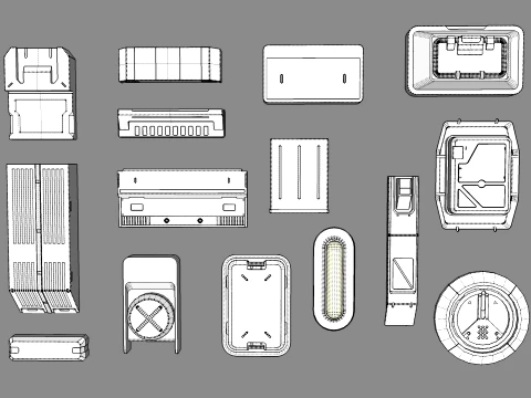 Sci fi trim sheets 9 3D Model
