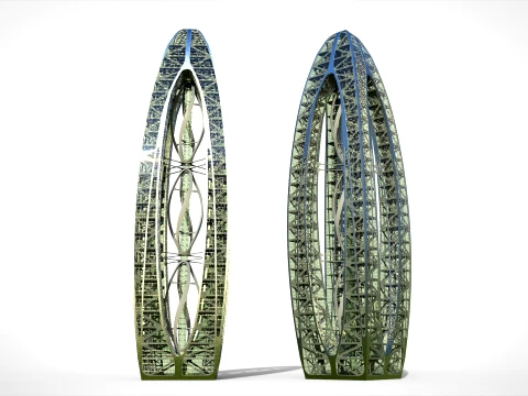 Eco Wind Turbine building 3D Model