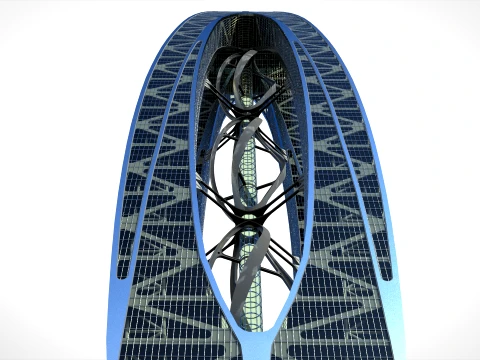 Eco Wind Turbine building 3D Model