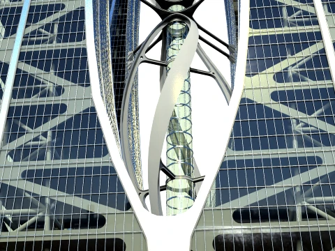 Eco Wind Turbine building 3D Model