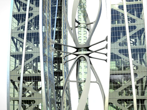 Eco Wind Turbine building 3D Model