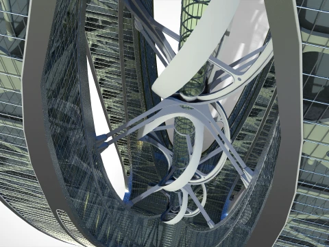 Eco Wind Turbine building 3D Model