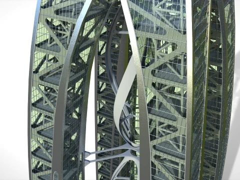 Eco Wind Turbine building 3D Model
