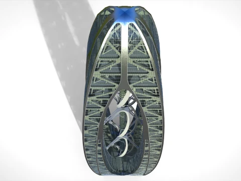 Eco Wind Turbine building 3D Model
