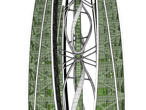 Eco Wind Turbine building 3D Model
