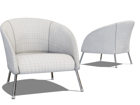 Modern Suede Leather Chair 3D Model