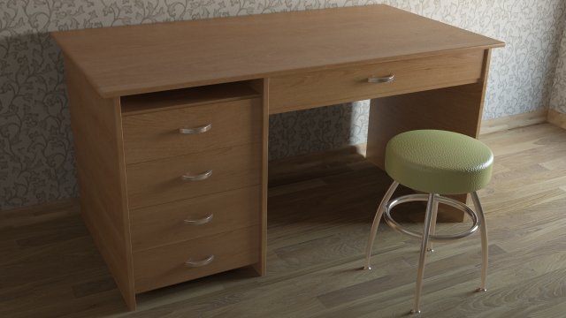 work desk wood Modello 3D .c4d .max .obj .3ds .fbx .stl .blend 