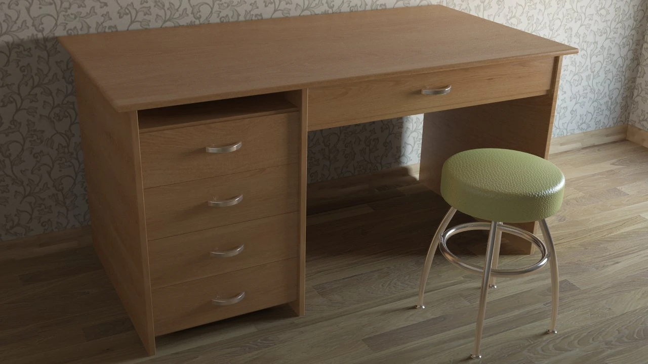 work desk wood 3D Model .c4d .max .obj .3ds .fbx .stl .blend
