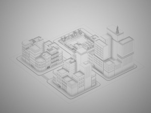 lowpoly pack of 4 city blocks Model 3D