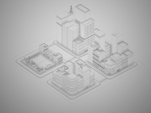 lowpoly pack of 4 city blocks Model 3D