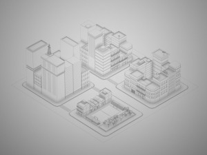 lowpoly pack of 4 city blocks Model 3D