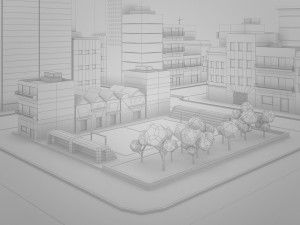 lowpoly pack of 4 city blocks Model 3D