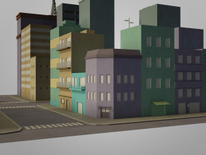 lowpoly pack of 4 city blocks Model 3D