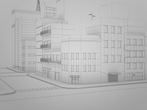 lowpoly pack of 4 city blocks Model 3D
