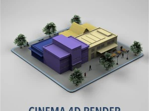 Low poly blocks shops 3D Model