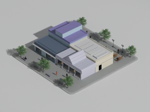 Low poly blocks shops Modelo 3D