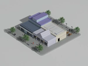 低聚街区商店 3D 模型