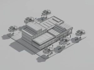 Low poly blocks shops 3D Model